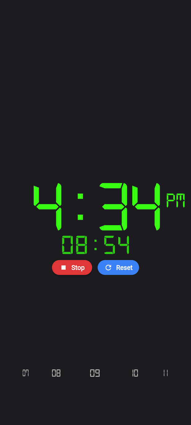 Boost running a countdown with eight minutes and fifty four seconds left, shown on a seven segment display above Stop and Reset buttons.